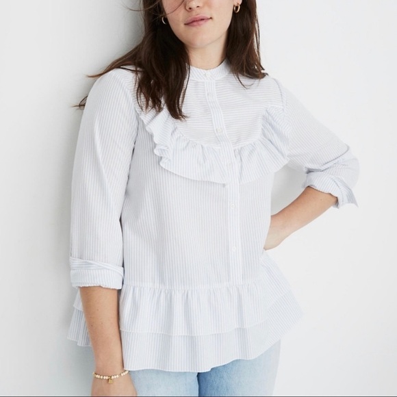 Madewell Karen Walker Striped Annie Shirt Ruffle - Picture 5 of 13